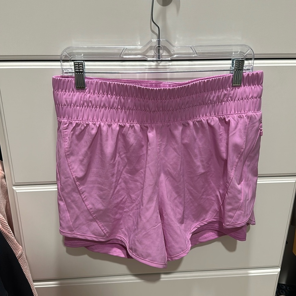 Avia (walmart) pink high waist running short with biker short liner